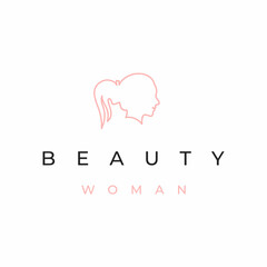 Line art woman head logo design vector