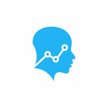 Human head tech logo design vector icon illustration