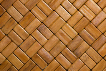 Brick-style bamboo placemat. Rectangular-shaped bamboo blocks table mat. Sequence wood pattern