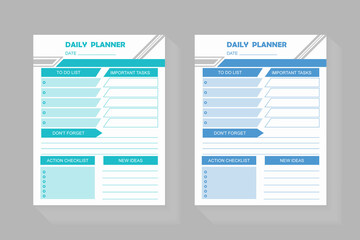 Daily planner with interior notebook design template
