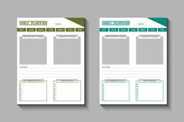 Daily planner with interior notebook design template
