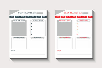 Daily planner with interior notebook design template
