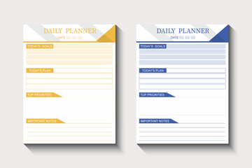 Daily planner with interior notebook design template

