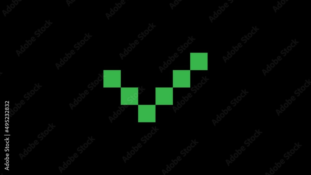 Aufkleber pixel animation of checkmark icon. 4k video on green background check,tick; yes; vote 8 bit game
