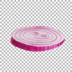Fototapeta na wymiar Red onion slices isolated on a transparent background.