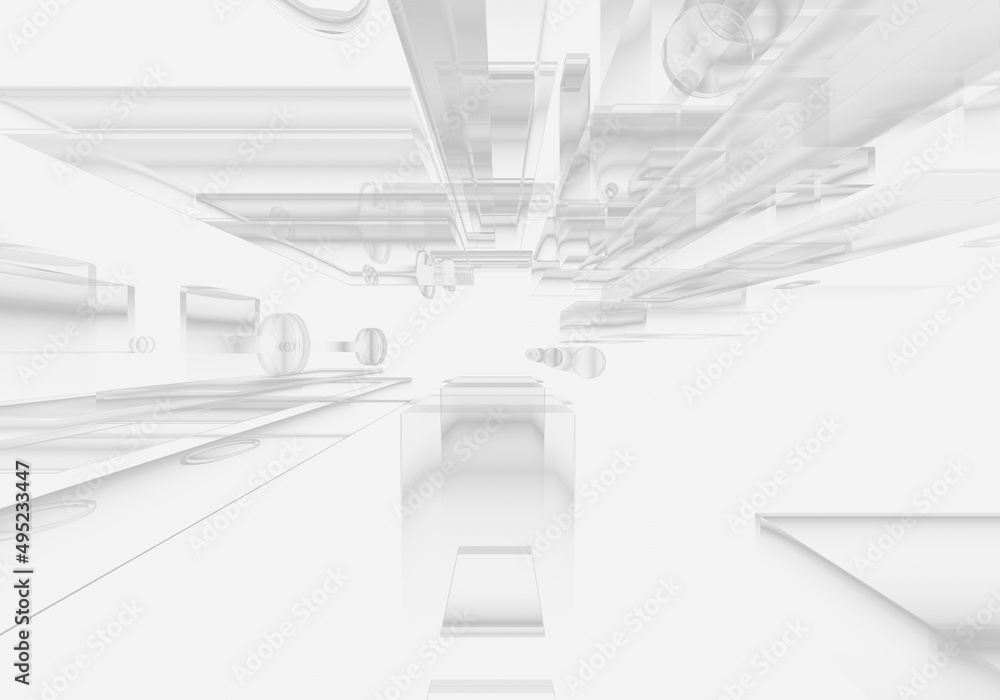 Poster abstract 3d white gray color blockchain isometric digital technology texture background.