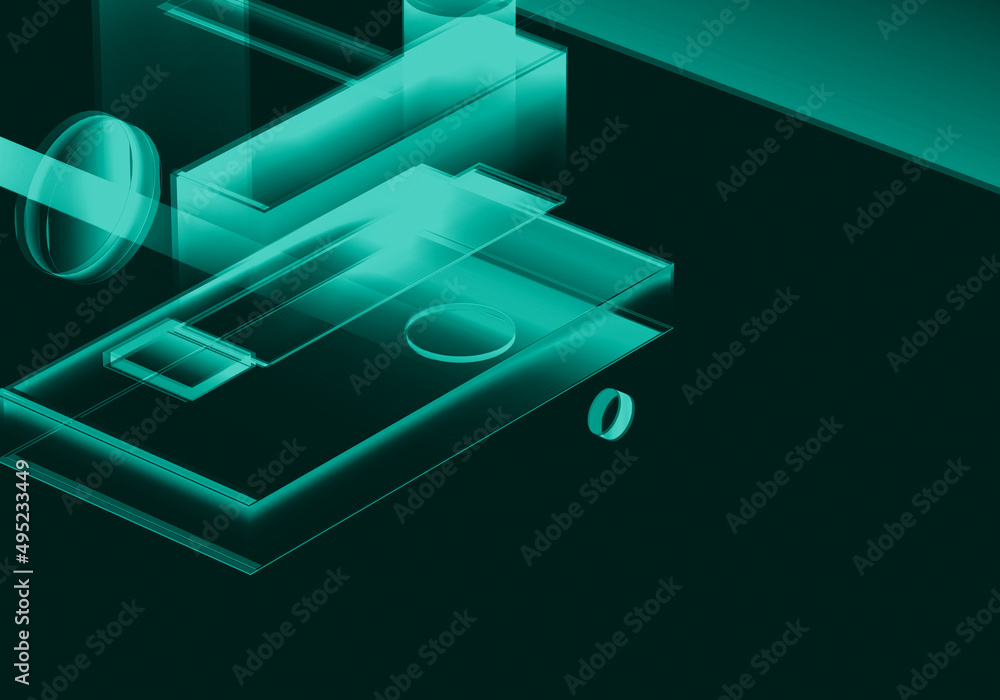 Aufkleber abstract 3d blockchain isometric digital technology texture background.