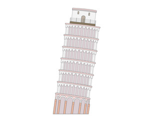 Leaning Tower of Pisa, Pisa, Italy. Leaning Tower of Pisa icon. Vector illustration.