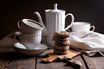 gingerbread cookies on retro service background