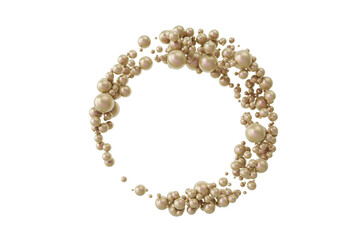 gold pearl shiny bubble gemstone jewelry treasure glow skincare design point of sell sale elevation moon circle float. element for cosmetic beauty. Isolated with clipping path. 3D Illustration.
