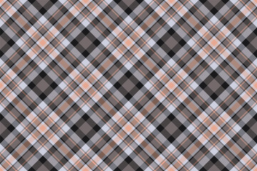 Tartan plaid background, diagonal check seamless pattern. Vector fabric texture for textile print, wrapping paper, gift card, wallpaper.