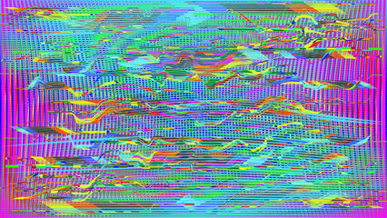 Fototapeta premium Glitch distorted geometric background . Modern art design . Noise destroyed glitched poster . Trendy defect error background with speed lines . Glitched artwork .Hologram effect .vector 