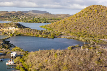 Beautiful Santa Martha Bay from a lookout on the island Curacao in the Caribbean
