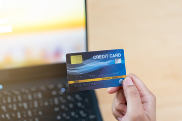 Online payment using credit card. Input card number for online money transaction.