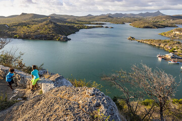 Beautiful Santa Martha Bay from a lookout on the island Curacao in the Caribbean