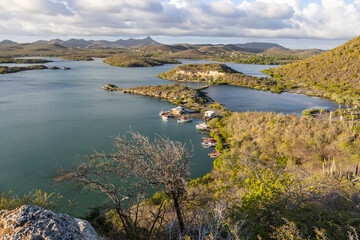 Beautiful Santa Martha Bay from a lookout on the island Curacao in the Caribbean