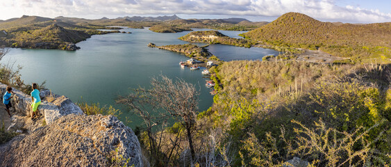 Beautiful Santa Martha Bay from a lookout on the island Curacao in the Caribbean
