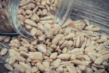 Sunflower seeds containing vitamins and minerals. Healthy nutritious eating