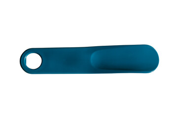 Shoehorn. Plastic spoon for shoes on a white background. Isolated image.