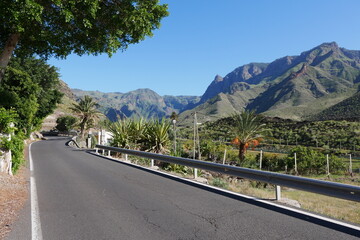Landstraße im Tal von Agaete auf Gran Canaria