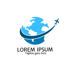 Illustration vector graphic of, template logo plane around the world perfect for logo company traveling, tours and other