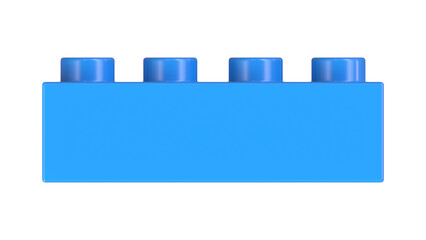 8K Ultra HD Front View of a Blue Plastic blocks Toy Brick Isolated on a White Background. Children Building Block. High Quality 3D Rendering with a Work Path, 7680x4320