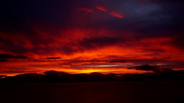 Boiling, firey sunset, River Clyde, Scotland - Timelapse.