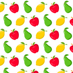 Fresh fruit pattern with assorted color seamless background