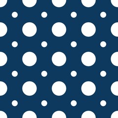 Polka dot pattern vector seamless blue background, trendy print for print clothes, paper, fabric.