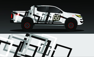 Editable template for wrapping trucks with abstract stickers. High resolution vector graphics.