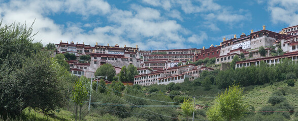 Ganden Monastery located at the top of Wangbur Mountain is one of the "great three" Gelug university monasteries of Tibet