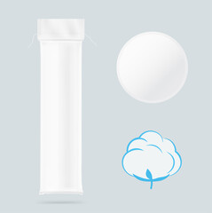 Cotton pads set with package. Vector illustration. EPS10. © realstockvector