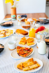 Delicious homemade pizza served for breakfast