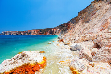 Idyllic beach on Milos island in Greece