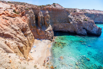 Idyllic beach on Milos island in Greece