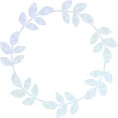円形のフレーム　リーフ　水色