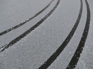 asphalt road in the snow