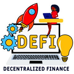 DeFi - Decentralized Finance acronym. business concept background. vector illustration concept with keywords and icons. lettering illustration with icons for web banner, flyer, landing pag