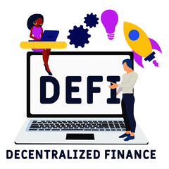 DeFi - Decentralized Finance acronym. business concept background. vector illustration concept with keywords and icons. lettering illustration with icons for web banner, flyer, landing pag