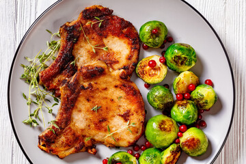 bone in loin chops with brussel sprouts