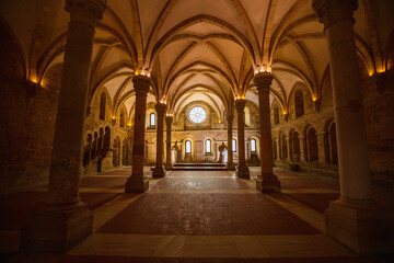 Alcobaca monastery interior - obrazy, fototapety, plakaty