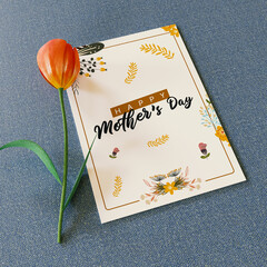 happy mother day a4 high resolution with flower on fabric cloth