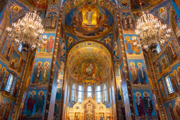 Fototapeta na wymiar Church of Savior on spilled blood interiors, Saint Petersburg, Russia