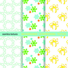 Seamless color background. The texture of simple doodle elements. Decorations for fabrics, children's textiles.For scrapbooking, packaging, gift products. Digital template. Easter,Christmas background