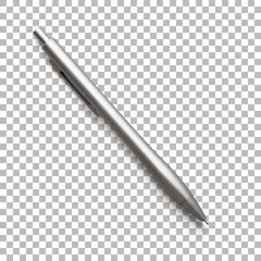 Isolated closeup of silver ballpoint