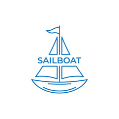 line art of sail boat logo vector illustration design, sail boat logo template inspiration