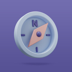 Compass 3D icon. 3D rendered digital symbol.