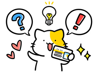 免許証を持つかわいいねこのキャラクターの手書き風イラスト