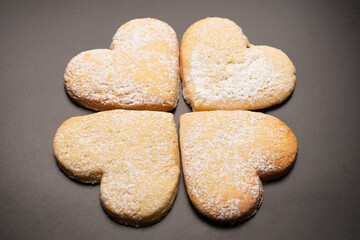 Shortbread in the shape of a heart isolated on white background.