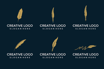 feather design logo. logo design template vector graphics